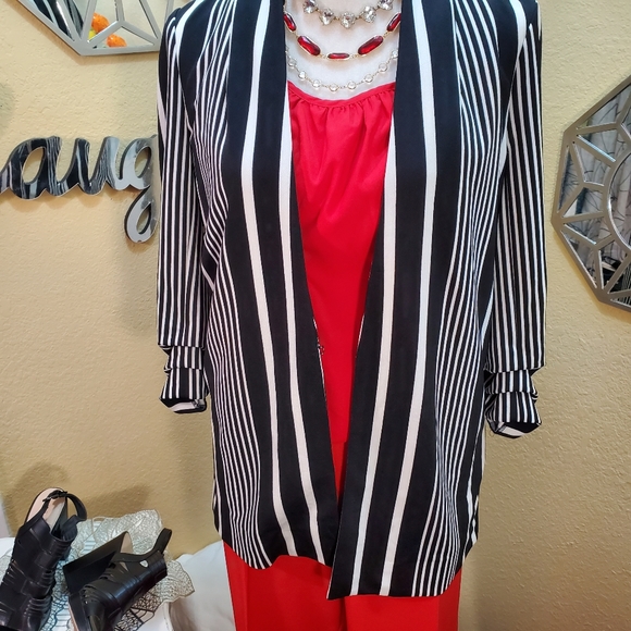 NYCC Black & White Striped Blazer sz M - Picture 8 of 12